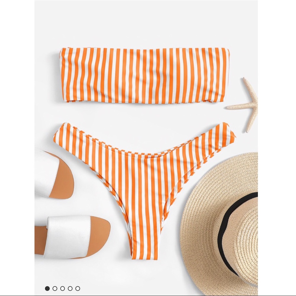 Orange and white stripe bikini